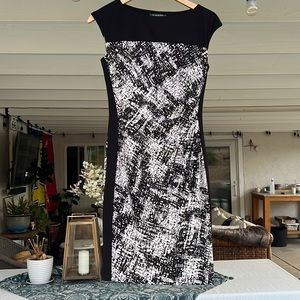 Lauren Ralph Lauren black and light brown print ruched dress